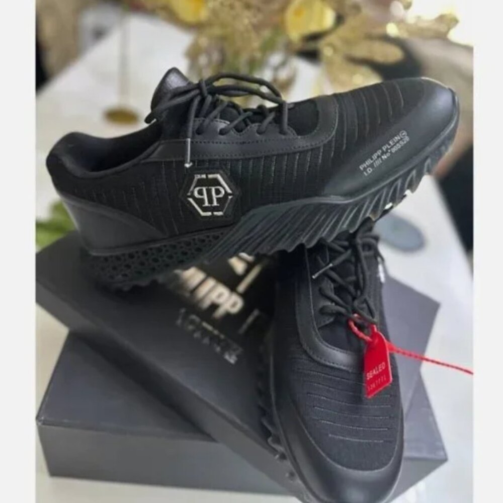 NEW Philipp Plein Runner Hexagon Black Luxury Designer Sneakers